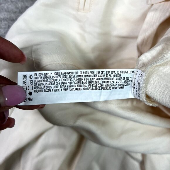 🟣🟣 Forever 21 Size Large White Paper Bag Tie Ankle Tapered Tencel Pants - Picture 6 of 6